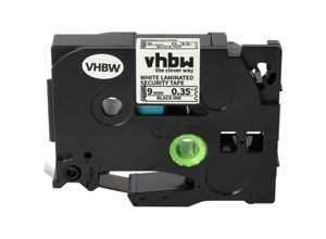 4068201533815 - 1x Schriftband-Kassette kompatibel mit Brother pt 1280 1250S 1260VP 1280DT 1290 Etiketten-Drucker 9mm Schwarz auf Weiß Sicherheitsband - Vhbw