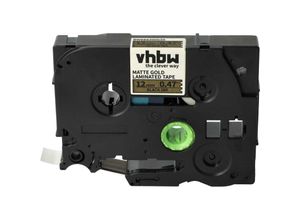 4068201536434 - 1x Schriftband-Kassette kompatibel mit Brother pt PT-1280DT PT-1280SR PT-1280BTS PT-1280CB Etiketten-Drucker 12mm Schwarz auf Matt-Gold - Vhbw