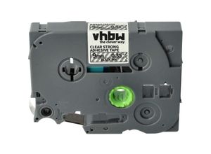 4068201570094 - Vhbw - 1x Schriftband-Kassette kompatibel mit Brother pt P750TDI P900W P750W P900 P900NW Etiketten-Drucker 9mm Schwarz auf Transparent Extra