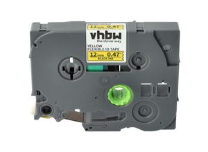 4068201571534 - 1x Schriftband-Kassette kompatibel mit Brother pt 200-Serie 2030 2030AD 2030VP 2000-Serie Etiketten-Drucker 12mm Schwarz auf Gelb Flexibel - Vhbw