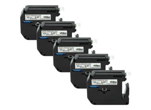 4068201576942 - 5x Schriftband-Kassette kompatibel mit Brother P-Touch 80SCCP BB4 M95 90 70SR H100 80 H110 85 Etiketten-Drucker 12mm Schwarz auf Weiß - Vhbw