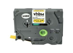 4068201577345 - vhbw 1x Schriftband-Kassette kompatibel mit Brother PT P900W P750W Etiketten-Drucker 117mm Schwarz auf Gelb Schrumpfschlauch-Kassette 7 mm