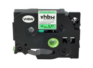 4068201578793 - 1x Schriftband-Kassette kompatibel mit Brother pt P300BT P700 r RL-700S H75 H75S ST-5 Etiketten-Drucker 12mm Schwarz auf Neon-Grün - Vhbw