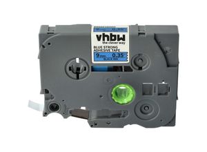 4068201795138 - vhbw 1x Schriftband-Kassette kompatibel mit Brother PT 350P 50 Years 340C 3600 350 340 330 Etiketten-Drucker 9mm Schwarz auf Blau Extra Stark