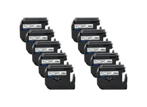 4068201796425 - Vhbw - 10x Schriftband-Kassette kompatibel mit Brother P-Touch 70HK 70BM 70SP 70BMH 70HOL 70BBVP 70HOT Etiketten-Drucker 9mm Schwarz auf Weiß