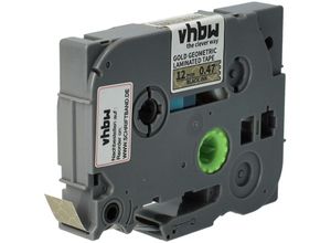 4068201848681 - 1x Schriftband-Kassette kompatibel mit Brother pt 1290BT2 1290RS 1290DT 1290SBVP Etiketten-Drucker 12mm Schwarz auf Gold (geometrisch) - Vhbw