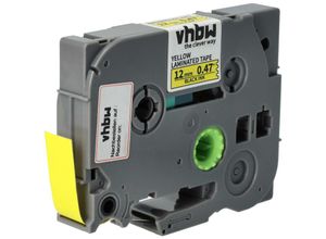 4068201857188 - 1x Schriftband-Kassette kompatibel mit Brother pt E300VP GL-100 H100 H100LB H100L H100P Etiketten-Drucker 12mm Schwarz auf Gelb Laminiert - Vhbw