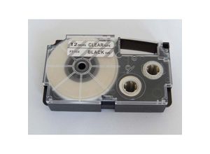 4068201866760 - 1x Schriftband-Kassette kompatibel mit Casio KL-2000 KL-300 KL-200E KL-60 KL-7000 Etiketten-Drucker 8m x 12mm Schwarz auf Transparent - Vhbw