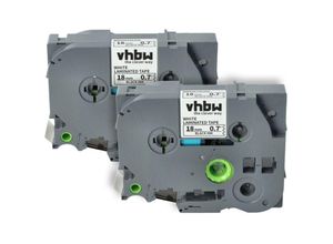 4068201876943 - 2x Schriftband-Kassette kompatibel mit Brother pt 540 c 7500 vp 550 7600 vp 9200 dx 9200 pc Etiketten-Drucker 8m x 18mm Schwarz auf Weiß - Vhbw