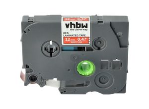 4068201877629 - 1x Schriftband-Kassette kompatibel mit Brother pt 2410 2420 2450 2420PC 2430PC 2450CC 2430PC Etiketten-Drucker 8m x 12mm Weiß auf Rot - Vhbw