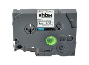 4068201906633 - 1x Schriftband-Kassette kompatibel mit Brother pt 9600 9400 9700PC 9200PC 9200DX Etiketten-Drucker 8m x 9mm Schwarz auf Weiß Flexibel - Vhbw