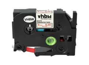 4068201907166 - 1x Schriftband-Kassette kompatibel mit Brother pt 9400 900 9000-Serie 9200PC 9200DX 7600VP 900F Etiketten-Drucker 8m x 9mm Rot auf Weiß - Vhbw