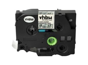 4068201907654 - 1x Schriftband-Kassette kompatibel mit Brother pt 9600 9400 9500 pc Etiketten-Drucker 8m x 18mm Schwarz auf Transparent (Glitter) Laminiert - Vhbw