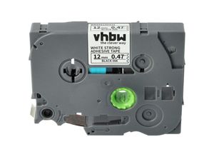 4068201909504 - vhbw 1x Schriftband-Kassette kompatibel mit Brother PT 1180SC 1180SP 11Q 1190 Etiketten-Drucker 8m x 12mm Schwarz auf Weiß Extra Stark Laminiert