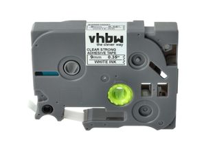 4068201910388 - 1x Schriftband-Kassette kompatibel mit Brother pt 1290VP 1290DT 1290 Etiketten-Drucker 8m x 9mm Weiß auf Transparent Extra Stark Laminiert - Vhbw