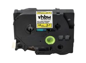 4068201911118 - vhbw 1x Schriftband-Kassette kompatibel mit Brother PT 1880 1890W 1850VP 18R Etiketten-Drucker 8m x 18mm Schwarz auf Gelb Extra Stark Laminiert