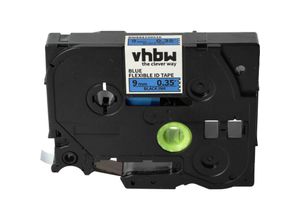 4068201911910 - 1x Schriftband-Kassette kompatibel mit Brother pt P750TDI P900W P750W P900 P900NW Etiketten-Drucker 8m x 9mm Schwarz auf Blau Flexibel - Vhbw
