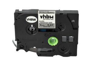 4068201925351 - Vhbw - 1x Schriftband-Kassette kompatibel mit Brother pt H107B H105 H105NB H105WB H105WN Etiketten-Drucker 8m x 6mm Schwarz auf Silber Laminiert