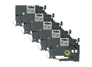 4068201925740 - 5x Schriftband-Kassette kompatibel mit Brother pt 900 9000-Serie 550 540 3600 350 500-Serie Etiketten-Drucker 8m x 6mm Schwarz auf Weiß - Vhbw