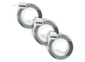 4068201948862 - Vhbw - 3x 3D Prägeband-Schriftband-Kassette kompatibel mit Dymo Office-Mate ii 154000 Etiketten-Drucker 3m x 9mm Weiß auf Schwarz