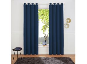 4068222003496 - Verdunkelungsvorhang MY HOME Sola Gardinen Gr 145 cm Ösen 130 cm blau (navy) Ösen Breite 130 cm und 270 cm 1 Schaleinfarbig Verdunkelung Überbreite