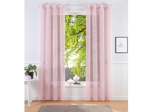 4068222003885 - Vorhang LÜTTENHÜTT Josie Gardinen Gr 245 cm Ösen 140 cm pink Ösen einfarbige Kindergardine halbtransparent monochrom mehrere Größen