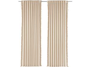 4068222005155 - Vorhang GUIDO MARIA KRETSCHMER HOME&LIVING Clara Gardinen Gr 175 cm Multifunktionsband 140 cm beige (natur) Badezimmergardinen blickdicht Leinen Optik mit trendigen Bommeln