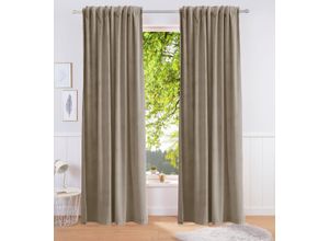 4068222005704 - Vorhang BRUNO BANANI Leroy Gardinen Gr 175 cm Kräuselband 140 cm grau (taupe) Kräuselband Samt blickdicht monochrom verschiedene Größen