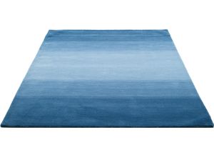 4068222086970 - Wollteppich MY HOME Lessach Teppiche Gr B L 70 cm x 140 cm 14 mm 1 St blau Schurwollteppiche Handweb Teppich reine Wolle handgewebt brillante Farben Scandi