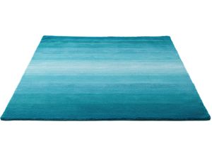 4068222087021 - Wollteppich MY HOME Lessach Teppiche Gr B L 70 cm x 140 cm 14 mm 1 St blau (türkis) Schurwollteppiche Handweb Teppich reine Wolle handgewebt brillante Farben Scandi