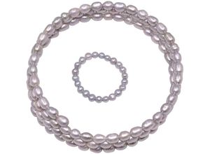 4068222167440 - Schmuckset FIRETTI Multipack Schmuck Geschenk Ring Wickelarmband Schmuck-Sets grau (silbergrau) Damen Brautschmuck Made in Germany - mit Süßwasserzuchtperlen