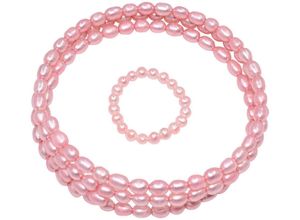 4068222170594 - Schmuckset FIRETTI Multipack Schmuck Geschenk Ring Wickelarmband Schmuck-Sets pink Damen Brautschmuck Made in Germany - mit Süßwasserzuchtperlen