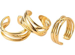 4068222176398 - Ring-Set FIRETTI Multipack Schmuck Geschenk Damenring verschlungen Fingerringe Gr 730 g Edelstahl gelb (gelbgoldfarben) Damen Fingerringe Made in Germany