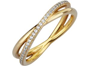 4068222177326 - Fingerring FIRETTI Schmuck Geschenk Silber 925 Damenring Ring Kreuz Fingerringe Gr 52 Silber 925 (Sterlingsilber) 17 mm goldfarben (gelbgoldfarben kristallweiß kristallweiß) Damen Fingerringe mit Zirkonia (synth)