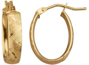 4068222177418 - Paar Creolen FIRETTI Schmuck Geschenk Gold 375 Ohrschmuck Ohrringe Struktur Gr Gelbgold 375 gelb (gelbgoldfarben) Damen Creolen