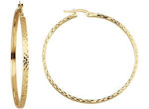 4068222177517 - Paar Creolen FIRETTI Schmuck Geschenk Gold 375 Ohrschmuck Ohrringe Struktur Gr Gelbgold 375 gelb (gelbgoldfarben) Damen Creolen