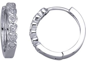 4068222178132 - Paar Creolen FIRETTI Schmuck Geschenk Silber 925 Ohrschmuck Ohrringe Herzen Gr 001 ct P3 = leicht erkennbare Einschlüsse Silber 925 (Sterlingsilber)-Diamanten silberfarben Damen Creolen mit Diamant