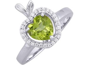 4068222178187 - Fingerring FIRETTI Schmuck Geschenk Silber 925 Damenring Ring Apfel Herz Fingerringe Gr 62 Silber 925 (Sterlingsilber) 25 mm grün (silberfarben peridot kristallweiß kristallweiß) Damen Fingerringe mit Peridot Zirkonia (synth)