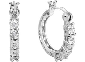 4068222178767 - Paar Creolen FIRETTI Schmuck Geschenk Silber 925 Ohrschmuck Ohrringe Ohrringe Gr 005 ct P3 = leicht erkennbare Einschlüsse Silber 925 (Sterlingsilber)-Diamanten silberfarben Damen Creolen mit Diamant