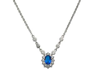 4068222179511 - Kette mit Anhänger FIRETTI Schmuck Geschenk Silber 925 Halsschmuck Halskette Entourage Halsketten Gr Silber 925 (Sterlingsilber) Länge 45 cm Breite 1 mm blau (silberfarben blau kristallweiß) Damen Ketten mit Anhänger Kristall Zirkonia (synth)