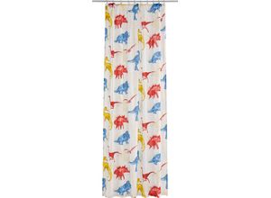 4068222180494 - Gardine LÜTTENHÜTT DINO Gr 4 weiß B135cm H245cm Polyester Baumwolle Gardinen Kindergardine einseitig mit Dinosauriern bedruckt