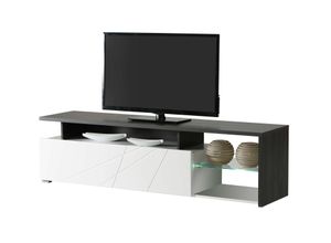 4068222185796 - TV-Board INOSIGN Arctic Sideboards Gr B H T 170 cm x 465 cm x 415 cm mit LED-Beleuchtung schwarz holzstruktur weiß hochglanz TV-KommodeBr 170 cm mit und ohne LED-BeleuchtungFront Fräsung