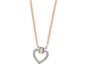 4068222194385 - Kette mit Anhänger FIRETTI Schmuck Geschenk Silber 925 Halsschmuck Halskette Ankerkette Herz Halsketten Gr Silber 925 (Sterlingsilber) Länge 45 cm Breite 12 mm rosegold (silberfarben roségoldfarben kristallweiß) Damen mit Zirkonia (synth)