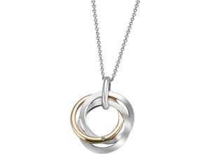 4068222194606 - Kette mit Anhänger FIRETTI Schmuck Geschenk Silber 925 Halsschmuck Halskette Ring verschlungen Halsketten Gr Silber 925 (Sterlingsilber) Länge 45 cm Breite 11 mm goldfarben (silberfarben gelbgoldfarben kristallweiß kristallweiß) Damen Ketten mit Anhänger