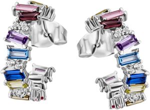 4068222195153 - Paar Creolen FIRETTI Schmuck Geschenk Silber 925 Ohrschmuck Ohrringe Regenbogen Gr Silber 925 (Sterlingsilber) bunt (silberfarben gelb braun rosa violett lila hellblau dunkelblau kristallweiß kristallweiß) Damen mit Zirkonia (synth)