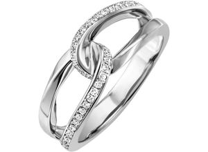 4068222196242 - Fingerring FIRETTI Schmuck Geschenk Silber 925 Silberring Ring verschlungen Fingerringe Gr 56 Silber 925 (Sterlingsilber) 3 mm silberfarben (silberfarben kristallweiß kristallweiß) Damen mit Zirkonia (synth)