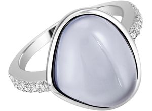 4068222197560 - Fingerring FIRETTI Schmuck Geschenk Silber 925 Silberring Ring Fingerringe Gr 56 Silber 925 (Sterlingsilber) 21 mm blau (silberfarben blau kristallweiß kristallweiß) Damen Fingerringe mit Chalcedon oder Rosenquarz und Zirkonia (synth)