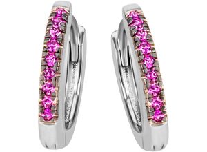 4068222198437 - Paar Creolen FIRETTI Schmuck Geschenk Silber 925 Ohrschmuck Ohrringe Ohrringe Gr Silber 925 (Sterlingsilber) rosa (silberfarben schwarz pink pink) Damen Creolen mit Zirkonia (synth)