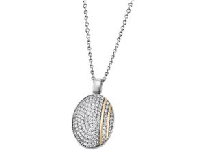 4068222199359 - Kette mit Anhänger FIRETTI Schmuck Geschenk Silber 925 Halsschmuck Halskette Bicolor Oval Halsketten Gr Silber 925 (Sterlingsilber) Länge 45 cm Breite 15 mm goldfarben (silberfarben gelbgoldfarben kristallweiß) Damen Ketten mit Anhänger Zirkonia (synth)