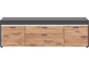 4068222279303 - Lowboard INOSIGN Lowboard inkl Frontbeleuchtung B H T 185x57x40 cm Sideboards Gr B H T 185 cm x 57 cm x 40 cm 1 grau nox oak nachbildung Lowboards Lowboard TV-Board TV Schrank Wohnzimmer Mediaboard living